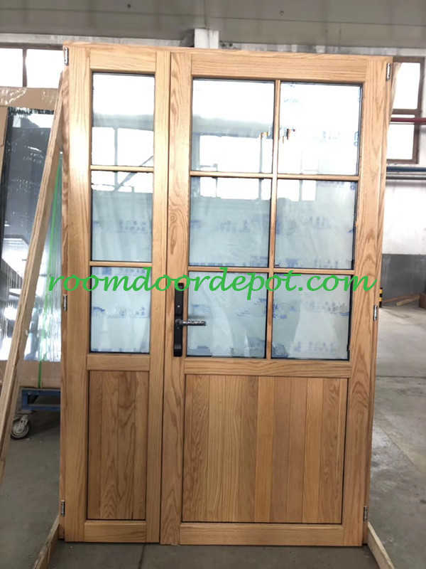 Wood cladding aluminium french patio doors with grill design